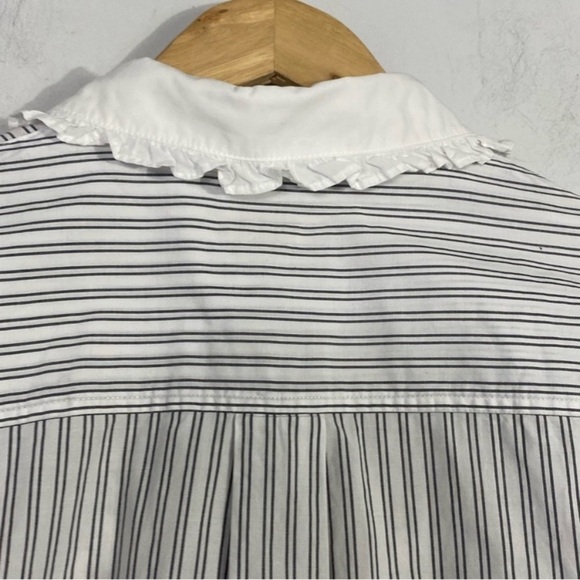 KATE SPADE Stripe Ruffle Floral Embroidered Button Down Shirt - Picture 10 of 12